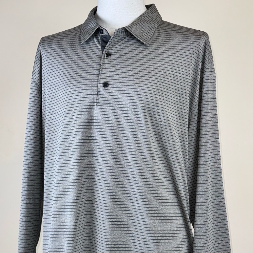 Greg Norman Collection Men's Polo in Gray Stripes